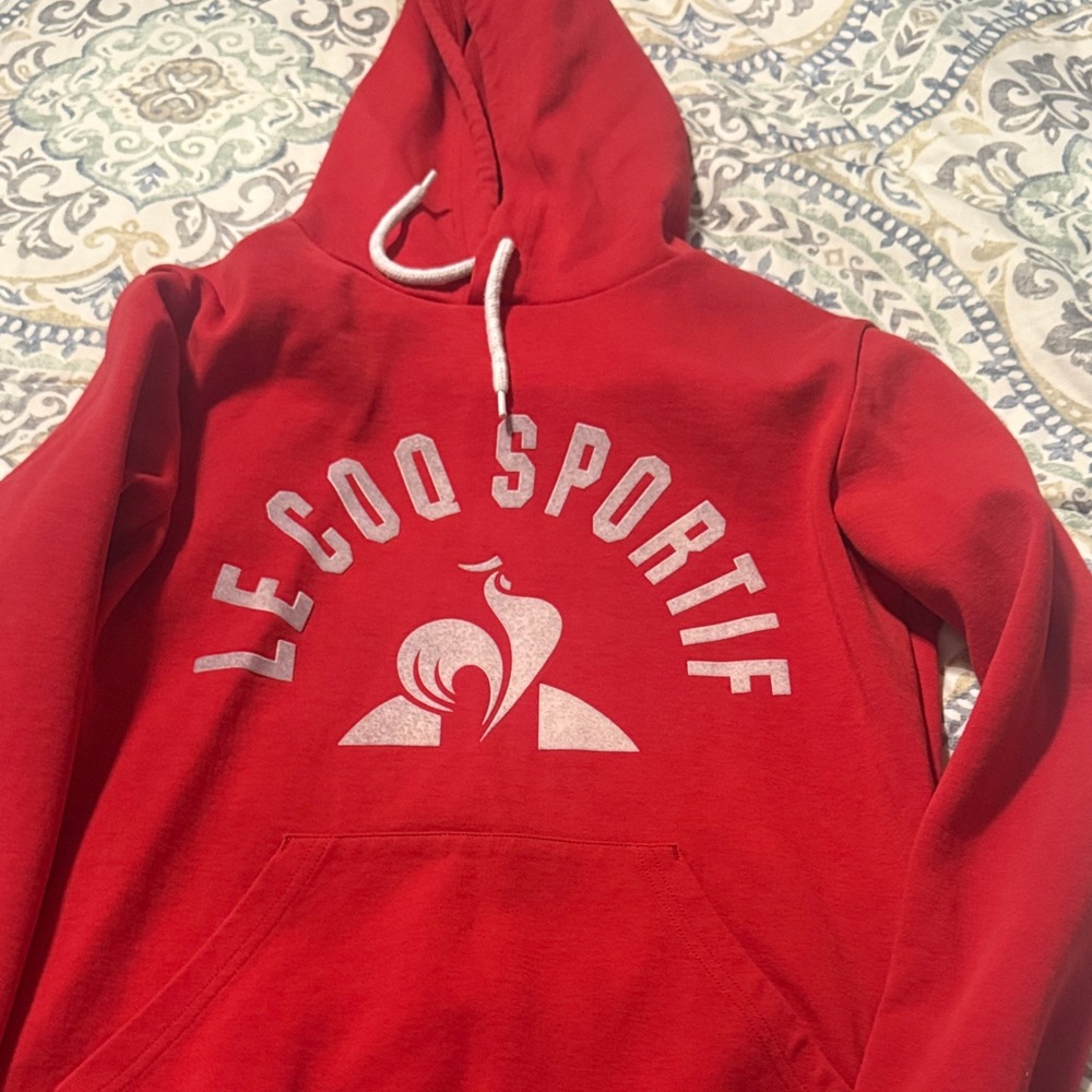Le Coq Sportif Red Hoodie with White Accents